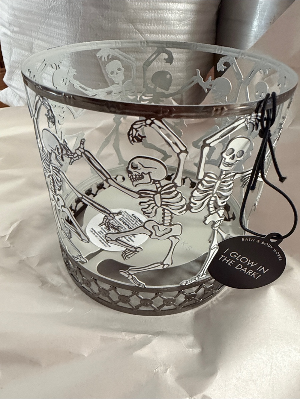 Bath & Body Works Metal 3 Wick Skeleton Candle Holder with Black Accents
